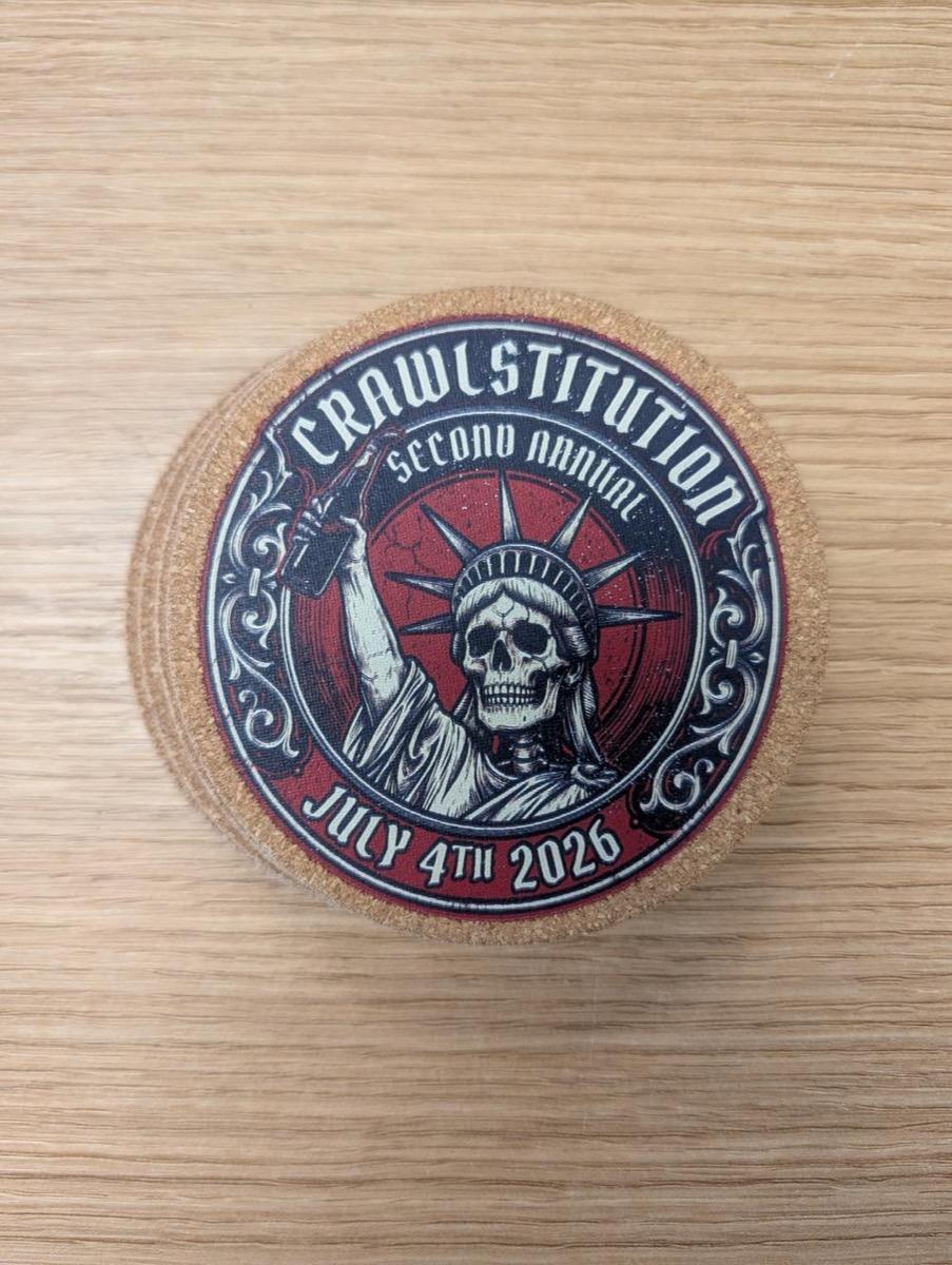 Crawlstitution Cork Coaster Set — Set of 4